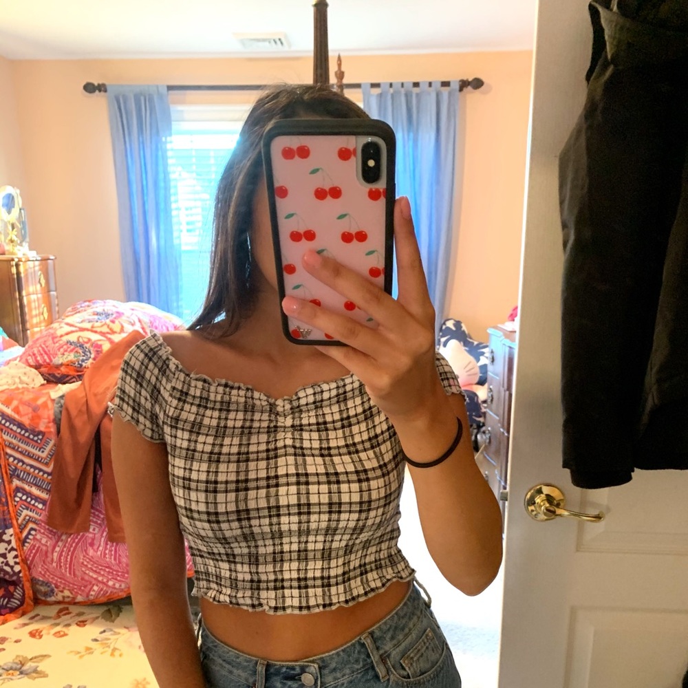 Black & White Plaid Crop Top